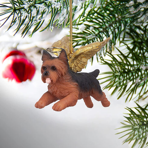 Design Toscano JH170737 Christmas Tree Ornaments - Honor The Pooch Yorkie Holiday Angel Dog Ornaments,Multi