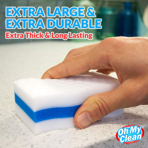 (25 Pack) Extra Durable Eraser Sponge - Extra Thick, Long Lasting, Premium Melamine Sponges in Bulk - Multi-Purpose Power Scrubber - Bathroom, Kitchen, Floor, Bathtub, Toilet, Baseboard, Wall Cleaner
