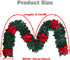 IronBuddy 9ft Lighted Christmas Garland Artificial Pine Garland with 30 LEDs 6 Flowers and 30 Ball Ornaments Mantle Garland Greenery Garland for Christmas Holiday Party Wedding Home Decor (Red)