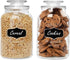 estilo Round Glass Canister Jars With Airtight Lids Ideal for Cookies, Candies, Cereal, Includes Chalkboard Labels And Chalk-1/2 Gallon (Set of 2), Clear