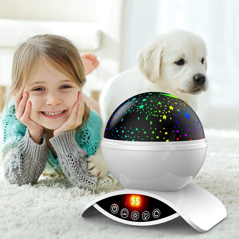 Elecstars Night Lights, Rechargeable Star Projector with Remote Control and Timer Auto Off Design, Rotating Projection Lighting Lamp, Room Decor. (White)€¦