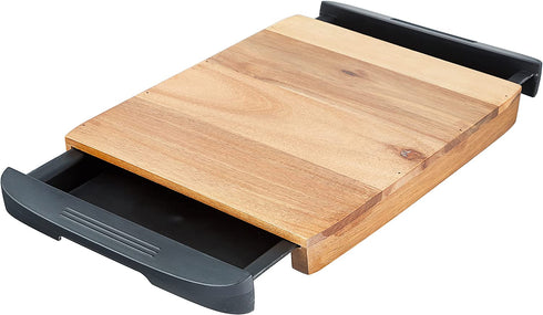 Glad Acacia Wood Cutting Board with Slide Out Trays | Catches Food and Waste | Solid Wooden Butcher Block with Removable Drawers | Kitchen Cooking Supplies
