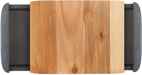 Glad Acacia Wood Cutting Board with Slide Out Trays | Catches Food and Waste | Solid Wooden Butcher Block with Removable Drawers | Kitchen Cooking Supplies