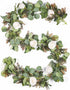 TOPHOUSE Artificial White Rose Garland 6.5ft Eucalyptus Flower Garland Real Touch White Rose Vine for Mantle Table Centerpiece