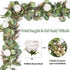 TOPHOUSE Artificial White Rose Garland 6.5ft Eucalyptus Flower Garland Real Touch White Rose Vine for Mantle Table Centerpiece