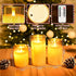 AQUEENLY Christmas Flameless Candles with Timer Led Candles with Remote Glass Battery Operated Candles with Flickering Flame for Christmas Table Decorations (Gold, 3 Pack, D 3'' H 4''5''6'')
