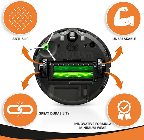 Tires for IROBOT ROOMBA Wheels Series 500, 600, 700, 800, 900 e5 e6 i7 (Pack of 2) Anti-slip, Great Adhesion and Easy Assembly. (Black)