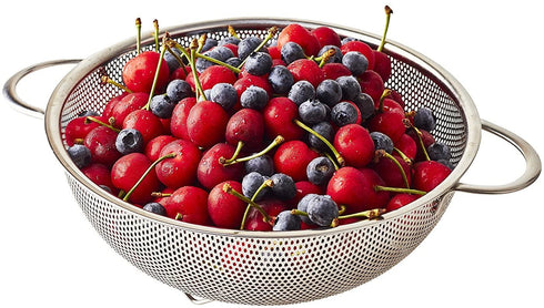 HLM 3-Piece Stainless Steel Mesh Micro-Perforated Strainer Colander Set (1-Quart, 2.5-Quart and 4.5-Quart)
