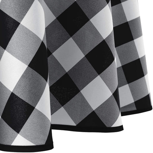 Hiasan Checkered Round Tablecloth 60 Inch - Waterproof Stain and Wrinkle Resistant Washable Fabric Table Cloth for Dining Room Party Outdoor Picnic, Black and White