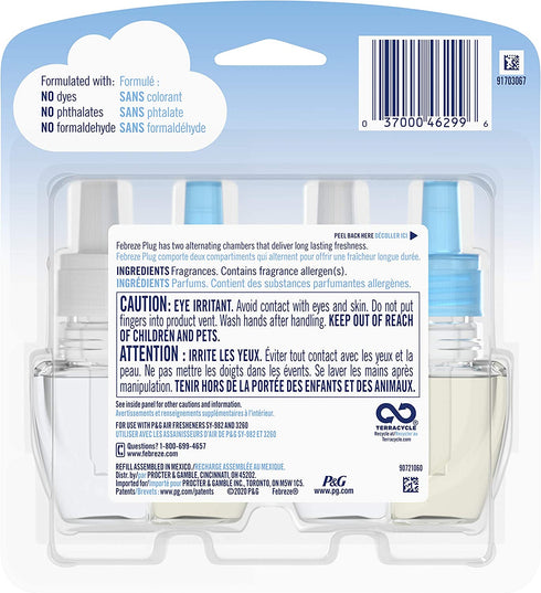 Febreze Plug In, Air Freshener, Scented Oil Refill, Linen & Sky, 0.87 Fl Oz (Pack of 2)