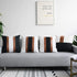 Pyonic Set of 2 Faux Leather Throw Pillow Covers 18x18 Inch Black and White Modern Farmhouse Pillow Covers Decorative Linen Stripe Accent Cushion Covers for Couch Sofa