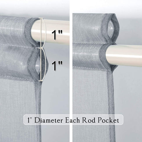 MIULEE 72 inches Sidelight Door Curtains for French Door Semi Sheer Window Panels Linen Textured 25 x 72 Inches with Tieback - 2 Panels, Light Grey