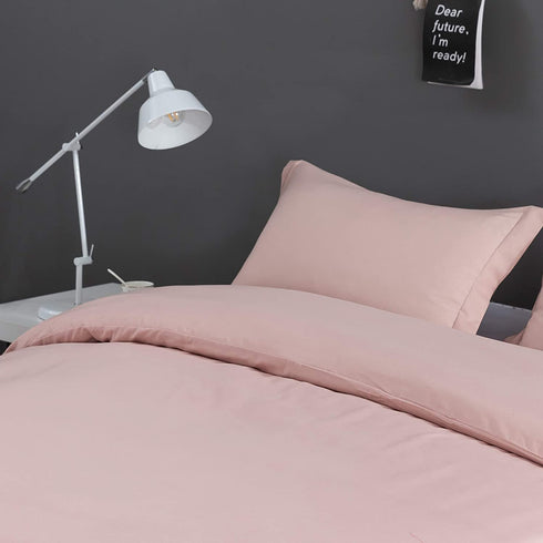 Mohap Duvet Cover Queen Pink 3 Pieces Set Solid Color Soft Double Brushed Microfiber Comforter Cover with Zipper Clousre