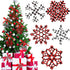 60 Pieces Christmas Snowflakes Cutouts Ornaments Red White Black Buffalo Plaid Christmas Snowflake Paper Cutouts with Ribbon for Christmas Party Decor Accessories (Simple Style)
