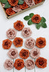 Medoliya Artificial Flowers 25PCS Real Looking Foam Roses Fake Roses with Stems for DIY Wedding Bouquets Centerpieces Baby Shower Party Home Decorations (Burnt Orange & Warm Taupe)