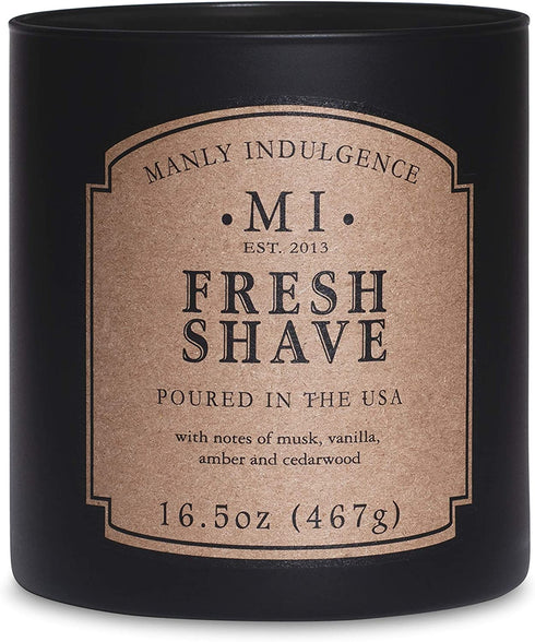 Manly Indulgence Fresh Shave Candle With Notes of Musk, Vanilla, Amber and Cedarwood (16.5 Oz)