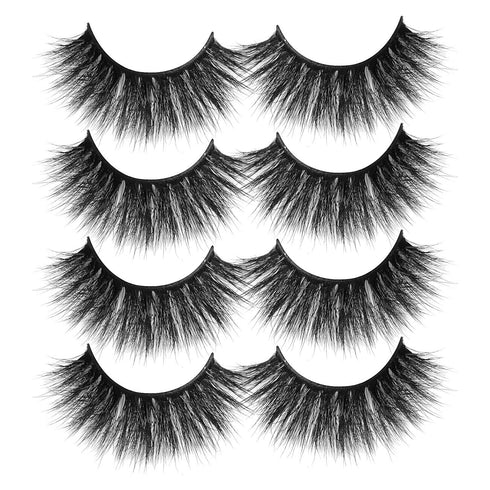 ALICROWN Faux Mink Lashes Pack 3D Volume Natural Fluffy Wispies Cross False Eyelashes