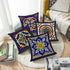 Semtomn Set of 4 Linen Throw Pillow Covers Spanish Talavera Exotic Geometry Dark Retro Ethnic Home Decorative 20"x20" Flax Pillow Cases Cushion Square Pillowcases