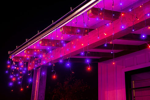 Joiedomi 416 LEDs 30Ft Halloween Icicle Lights, Orange Purple Halloween Lights Decoration, Black Wire Curtain Fairy String Lights for Halloween Indoor Outdoor Patio Garden Holiday Decor