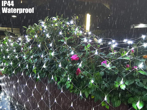 Net Outdoor Mesh Lights,100 LEDs 3.2ft x 4.2ft Connectable Waterproof String Lights for Christmas Halloween,Bushes,Holiday,Party,Garden,Patio Decorations(Cool White)