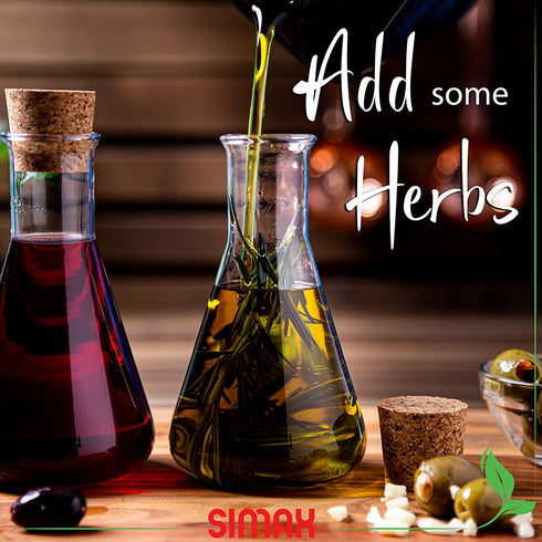 Simax Oil And Vinegar Dispenser Set: Borosilicate Glass Kitchen Oil Dispenser Set with Cork Top - Olive Oil And Vinegar Dispenser Bottle - Oil Vinegar Dispenser Set - Olive Oil Cruet Set of 2-8 Oz