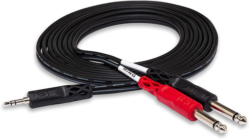 Hosa CMP-153 3.5 mm TRS to Dual 1/4" TS Stereo Breakout Cable, 3 Feet