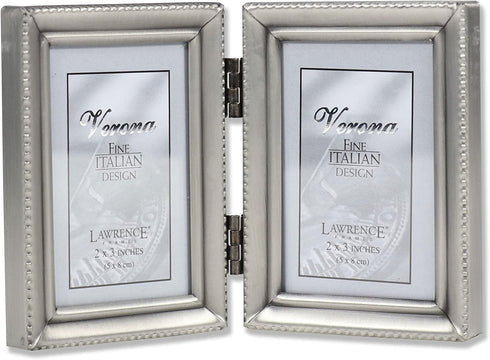 Lawrence Frames Bead Border Design, 2.5x3.5 Double, Pewter