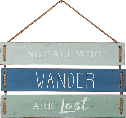 Not All Who Wander Are Lost Quote Wall Decor, Decorative Wood Plank Hanging Sign 17 x 9.75 by Barnyard Designs