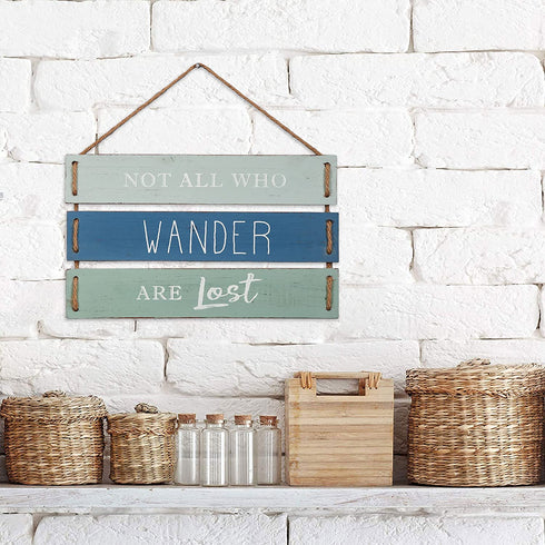 Not All Who Wander Are Lost Quote Wall Decor, Decorative Wood Plank Hanging Sign 17 x 9.75 by Barnyard Designs