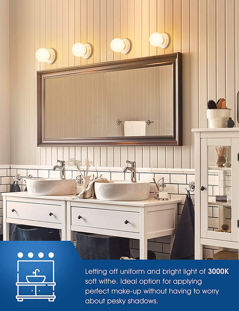 LOHAS G25 LED Bulb Vanity Light Globe Bulbs, 40W-50W Equivalent LED Makeup Mirror Lights, Soft White 3000k 6W LED 500Lm Brightness E26 Medium Base Bulb, Non-Dimmable G25 Globe Lighting for Home, 6Pack