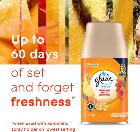 Glade Automatic Spray Refill, Air Freshener for Home and Bathroom, Hawaiian Breeze, 6.2 Oz, 3 Count