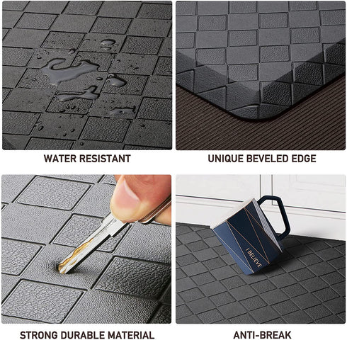 HappyTrends Kitchen Floor Mat Cushioned Anti-Fatigue Kitchen Rug,17.3"x 28",Thick Waterproof Non-Slip Kitchen Mats and Rugs Heavy Duty Ergonomic Comfort Rug for Kitchen,Floor,Office,Sink,Laundry,Black