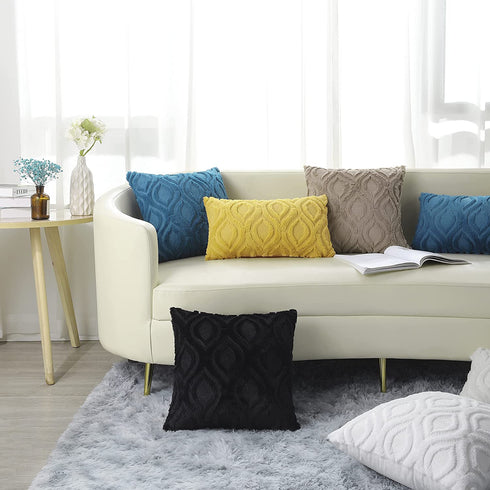decorUhome Cream White Throw Pillow Covers 20x20 Inches Set of 2 Soft Fluffy Decorative Pillow Cases for Couch Bed Sofa