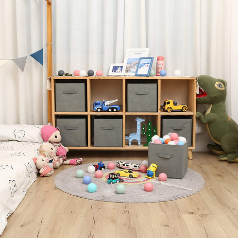 C&AHOME Cube Storage Bins 6-Pack Foldable Fabric Storage Cubes Baskets Containers Drawers with Dual Handles, Toys Closet Storage Box for Organizing Shelf, 10.5" L x 10.5" W x 11" H, Light Grey