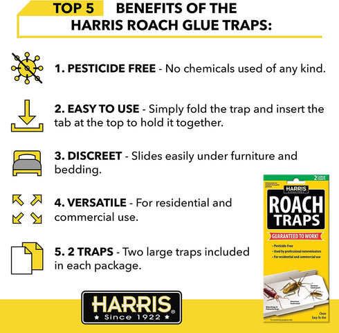 Harris Roach Glue Traps, Pesticide Free (2-Pack)