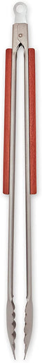 RSVP International Endurance® BBQ Locking Tongs, 18" | Flip Burgers or Kabobs w/ Long Handle that Keeps Hands Safe from Fire | Made from Stainless Steel & Rosewood