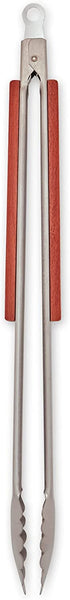 RSVP International Endurance® BBQ Locking Tongs, 18" | Flip Burgers or Kabobs w/ Long Handle that Keeps Hands Safe from Fire | Made from Stainless Steel & Rosewood
