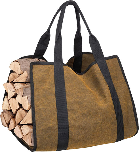 SHINESTAR Wood Carrying Bag, 40 Inch Firewood Carrier Bag for Large Hauling Capacity, Sturdy Firewood Tote Bag with Reinforced Handles, Double Sides Usable