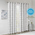 Intelligent Design Raina Total Blackout Metallic Print Grommet Top Single Curtain Panel Thermal Insulated Light Blocking Drape for Bedroom Living Room and Dorm, 50x84, White/Silver 1 Piece