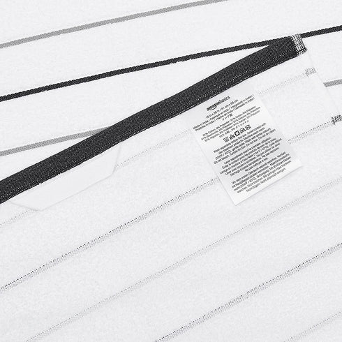 Amazon Basics 100% Cotton Kitchen Dish Towels, 26 x 16-Inch, Absorbent Durable Ringspun Cloth - 8-Pack, Black Stripe