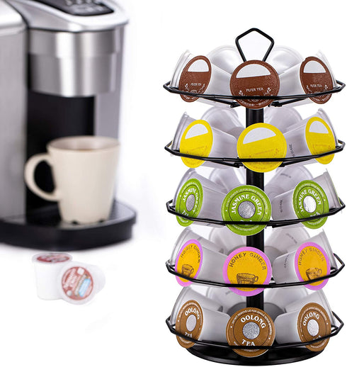 Flagship for Keurig Pod Holder K cup Carousel Coffee Pod Holder Stand Black Metal 5 Tier 35 Pods