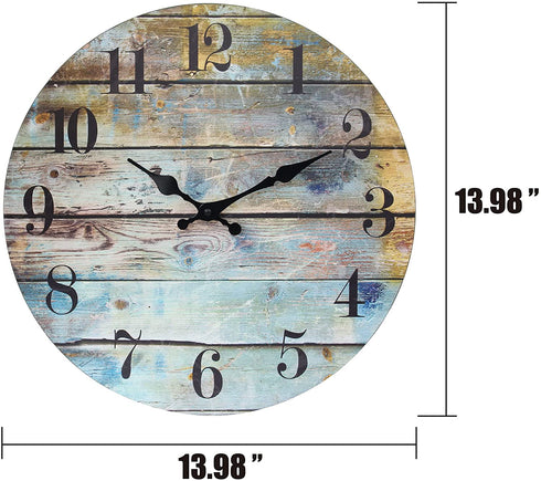 Stonebriar Vintage Farmhouse Wooden 14 Inch Round Battery Operated Hanging Wall Clock