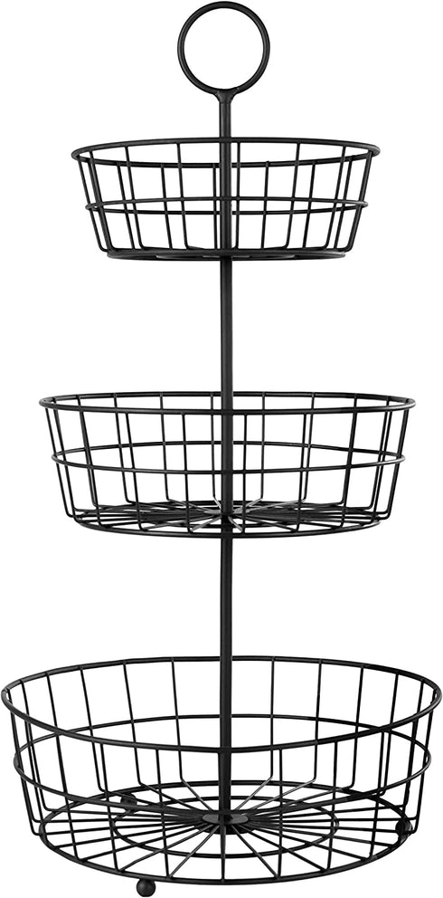 HANZE 3-Tier Wire Fruit Basket Bowl, Detachable Vegetable Bread Countertop Display Storage Stand Rack for Kitchen Bathroom Hanging Organize, Brown