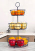 HANZE 3-Tier Wire Fruit Basket Bowl, Detachable Vegetable Bread Countertop Display Storage Stand Rack for Kitchen Bathroom Hanging Organize, Brown