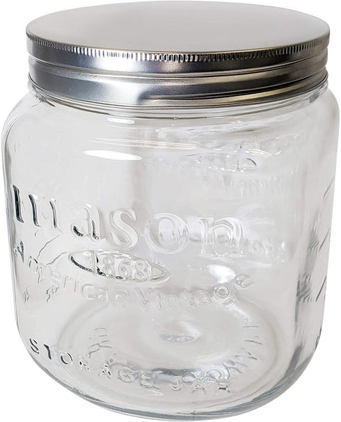 Grant Howard Jumbo Mason Embossed Glass Storage Jar, 92 Ounces, Clear