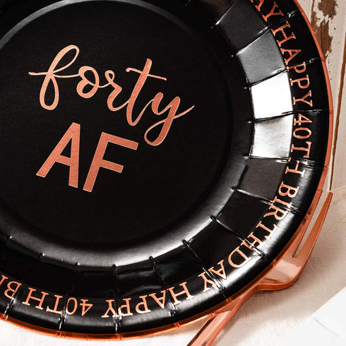 Crisky 40th Birthday Plates Rose Gold Women 40th Birthday Decorations Dessert, Buffet, Cake, Lunch, Dinner Plates for 40th Birthday Party Supplies, Forty XX, Happy 40th Birthday! 50 Count, 9" Plate