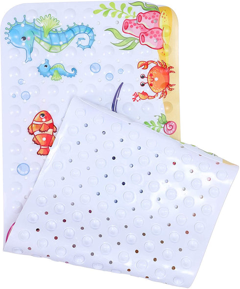 Bathsafe Mermaid Princess Extra Long Bathtub Mat Non-Slip Suction Cups Shower Mat Durable Bath Mat for Kids Toddler Baby with Drain Holes Suction Cups,40X16Inch
