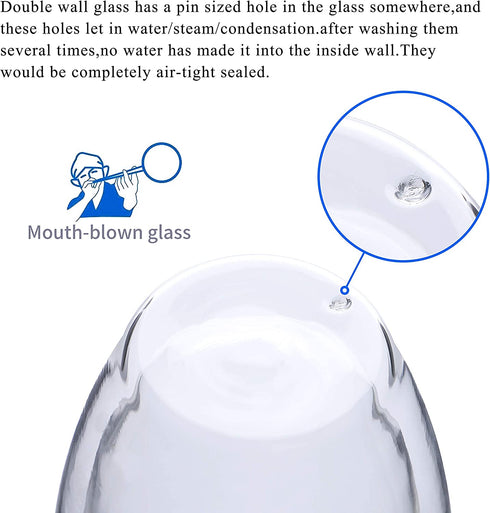 2-Pack 12 Oz Double Walled Glass Coffee Mugs with Handle,Insulated Layer Coffee Cups,Clear Borosilicate Glass Mugs,Perfect for Cappuccino,Tea,Latte,Espresso,Hot Beverage,Wine,Microwave Safe