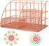 Rose Gold Desk Organizer for Women - Wayin Upgraded Mesh Office Supplies Desk Accessories with 6 Compartments + Sliding Drawer and 50 Paper Clips & 9 Binder Clips for for Home School Office Desktop