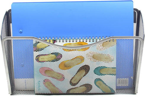 EasyPAG Wall File Holder Hanging Organizer 3 Mesh Collection Single Pocket for Office and Home,Silver